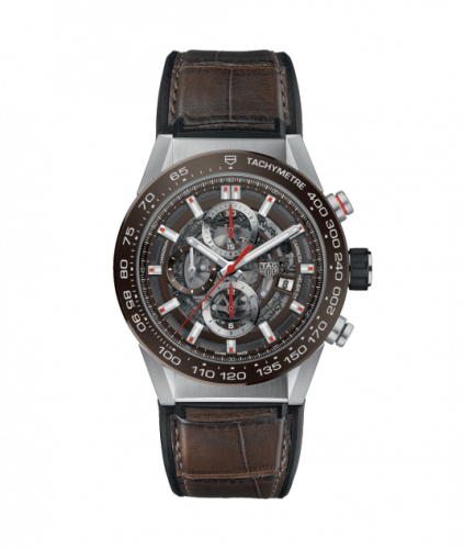 TAG Heuer Carrera Calibre Heuer 01 43 Stainless Steel / Brown Ceramic / Alligator CAR201U.FC6405