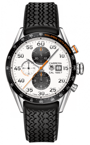 TAG Heuer Carrera Calibre 1887 43 Stainless Steel / White / McLaren 1974 Edition CAR2A12.FT6033