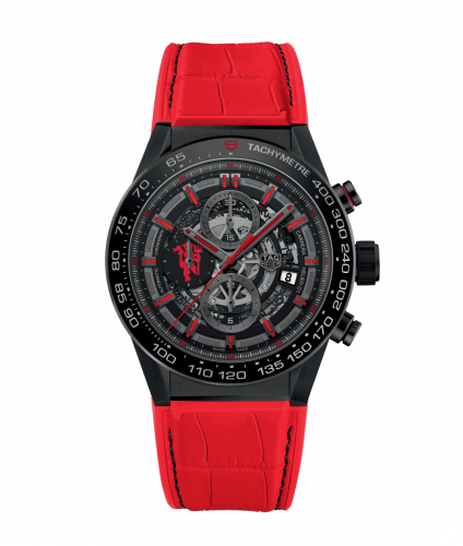 TAG Heuer Carrera Calibre Heuer 01 45 Stainless Steel / Skeleton / Alligator / Manchester United CAR2A1J.FC6416