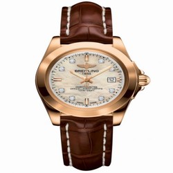 Breitling Galactic 32 Sleek Edition Rose Gold / Pearl Diamond / Croco H7133012.A803.778P