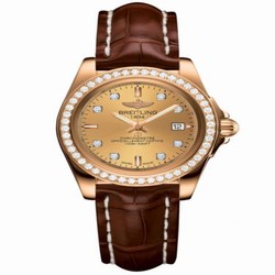 Breitling Galactic 32 Sleek Edition Rose Gold / Diamond / Golden Sun Diamond / Croco H7133053.H550.778P