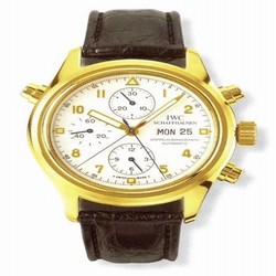 IWC Pilot's Watch Doppelchronograph Yellow Gold / White / Italian / Strap IW3711-10