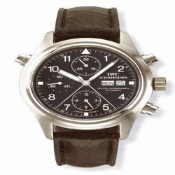 IWC Pilot's Watch Doppelchronograph Stainless Steel / Black / Italian / Strap IW3713-02
