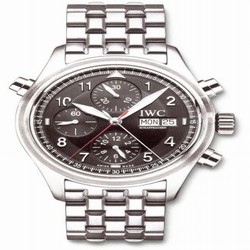 IWC Pilot's Watch Spitfire Double Chronograph Stainless Steel / Black / Spanish / Bracelet IW3713-40