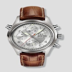 IWC Pilot's Watch Spitfire Double Chronograph Stainless Steel / Silver / German / Strap IW3713-41