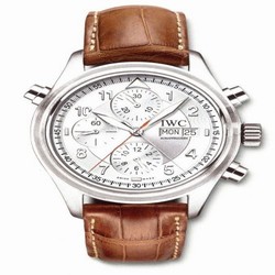 IWC Pilot's Watch Spitfire Double Chronograph Stainless Steel / Silver / Italian / Strap IW3713-42