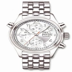 IWC Pilot's Watch Spitfire Double Chronograph Stainless Steel / Silver / Spanish / Bracelet IW3713-50