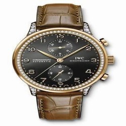 IWC Portuguese Chrono-Automatic Rose Gold / Black / Diamond IW3714-42