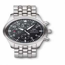 IWC Pilot's Watch Chronograph Stainless Steel / Black / Bracelet IW3717-04