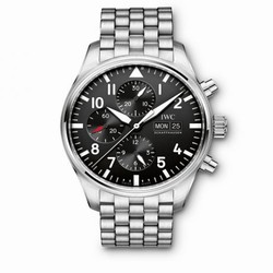 IWC Pilot's Watch Chronograph Stainless Steel / Black / Bracelet IW3777-10