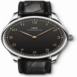 IWC Portugieser Hand-Wound Pure Classic Stainless Steel / Black IW5703-02