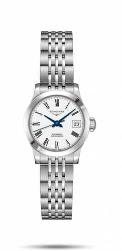 Longines Record 26mm Stainless Steel / White-Roman / Bracelet L2.320.4.11.6