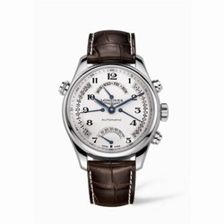 Longines Master Collection 44 Retrograde Stainless Steel / Silver-Arabic / Alligator XL L2.717.4.78.3