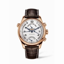 Longines Master Collection 44 Retrograde Pink Gold / Silver-Arabic / Alligator XL L2.717.8.78.5