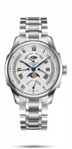 Longines Master Collection 41 Retrograde Moonphase Stainless Steel / Silver-Roman / Bracelet L2.738.4.71.6