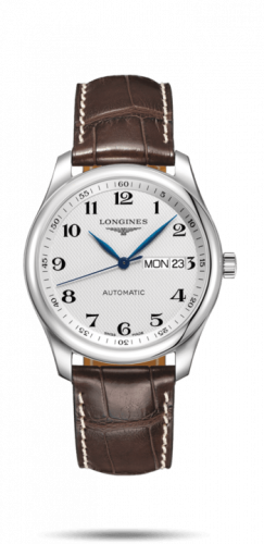 Longines Master Collection 38.5 Day Date Stainless Steel / Silver-Arabic / Alligator XL L2.755.4.78.5