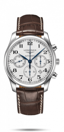 Longines Master Collection 42 Chronograph Stainless Steel / Silver-Arabic / Alligator XL L2.759.4.78.5