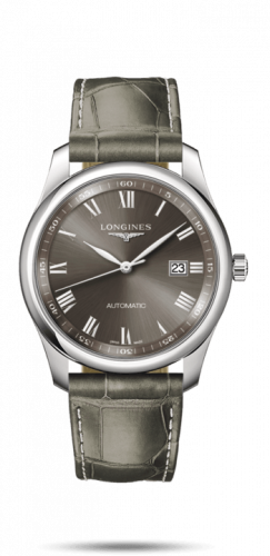 Longines Master Collection 40 Date Stainless Steel / Grey Roman / Alligator L2.793.4.71.3