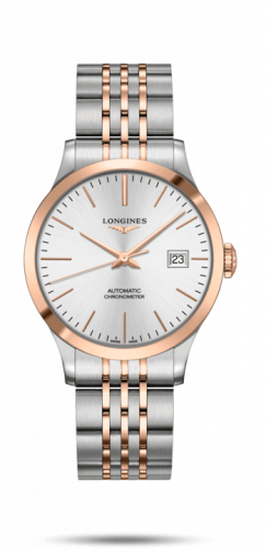 Longines Record 38.5mm Stainless Steel / Pink Gold / Silver / Bracelet L2.820.5.72.7