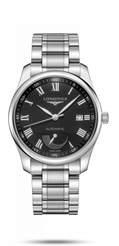 Longines Master Collection 40mm Power Reserve Stainless Steel / Black-Roman / Bracelet L2.908.4.51.6