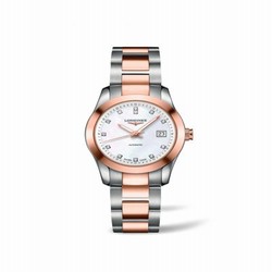 Longines Conquest Classic Automatic 29.5 Stainless Steel / Red Gold / MOP / Bracelet L2.285.5.87.7