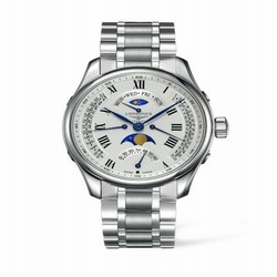 Longines Master Collection 44 Retrograde Moonphase Stainless Steel / Silver-Roman / Bracelet L2.739.4.71.6