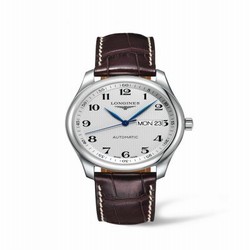 Longines Master Collection 38.5 Day Date Stainless Steel / Silver-Arabic / Alligator L2.755.4.78.3