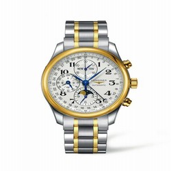 Longines Master Collection 42 Chronograph Calendar Stainless Steel / Yellow Gold / Silver-Arabic / Bracelet L2.773.5.78.7