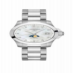 Longines Conquest 34 Quartz Moonphase Stainless Steel / MOP / Bracelet L3.381.4.87.6