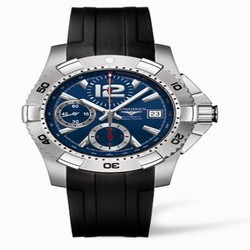 Longines Hydroconquest Chronograph Tachymeter Blue Rubber L3.651.4.96.2