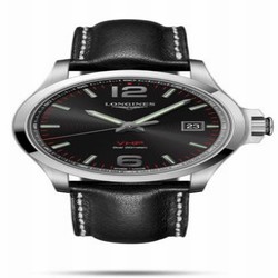 Longines Conquest V.H.P. 43 Stainless Steel / Black / Leather L3.726.4.56.3