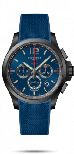 Longines Conquest V.H.P. Chronograph 44 PVD / Blue / Rubber L3.727.2.96.9