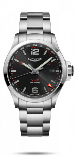 Longines Conquest V.H.P. GMT 43 Stainless Steel / Black / Bracelet L3.728.4.56.6