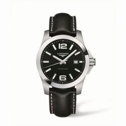 Longines Conquest Quartz 41mm Black Leather L3.659.4.56.3