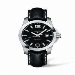 Longines Conquest Quartz 41mm Black Leather L3.659.4.58.3