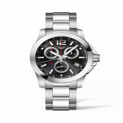 Longines Conqyuest Chronograph Quartz 41 Stainless Steel / Black / Bracelet L3.700.4.56.6