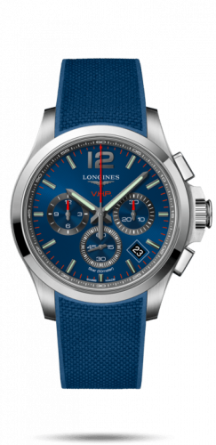 Longines Conquest V.H.P. Chronograph 42 Stainless Steel / Blue / Rubber L3.717.4.96.9