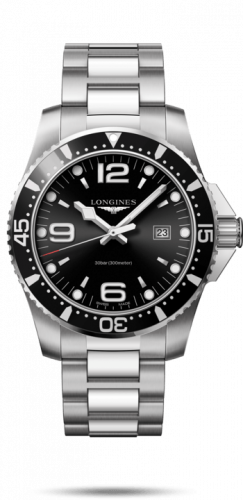 Longines HydroConquest 44 Quartz Stainless steel / Black / Bracelet L3.840.4.56.6