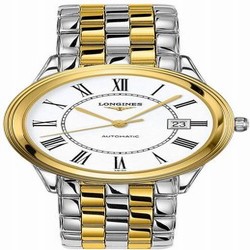 Longines Flagship 38.5 Stainless Steel / Yellow Gold / White-Roman / Bracelet L4.874.3.21.7