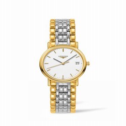 Longines Presence Quartz 30mm Two Tone / White / Bracelet L4.320.2.12.7