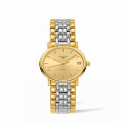Longines Presence Automatic 30mm Stainless Steel / PVD Gold / Champagne / Bracelet L4.322.2.32.7