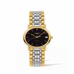 Longines Presence Automatic 30mm Stainless Steel / PVD Gold / Black / Bracelet L4.322.2.52.7