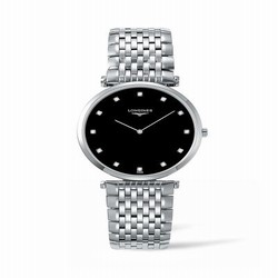 Longines La Grandes Classique Quartz 36 Stainless Steel / Black-Diamond / Bracelet L4.755.4.58.6