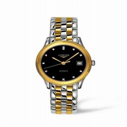 Longines Flagship 35.6 Automatic Two Tone Black Diamond L4.774.3.57.7