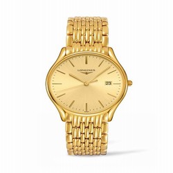 Longines Lyre Quartz 38.5mm PVD Gold / Champagne / Bracelet L4.859.2.32.8
