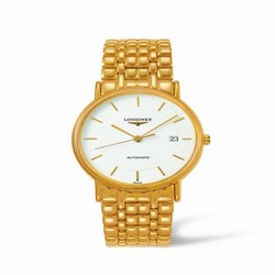 Longines Presence 38.5 Automatic Yellow Gold PVD / White / Bracelet L4.921.2.18.8