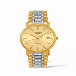 Longines Presence 38.5 Automatic Yellow Gold PVD / Champagne / Bracelet L4.921.2.32.7