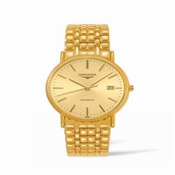 Longines Presence 38.5 Automatic Yellow Gold PVD / Champagne / Bracelet L4.921.2.32.8