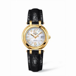Longines PrimaLuna Automatic 30 Yellow Gold Leather Funky MOP L8.113.6.83.2