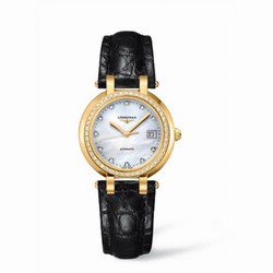 Longines PrimaLuna Automatic 30 Yellow Gold Diamond Leather MOP L8.113.7.87.2